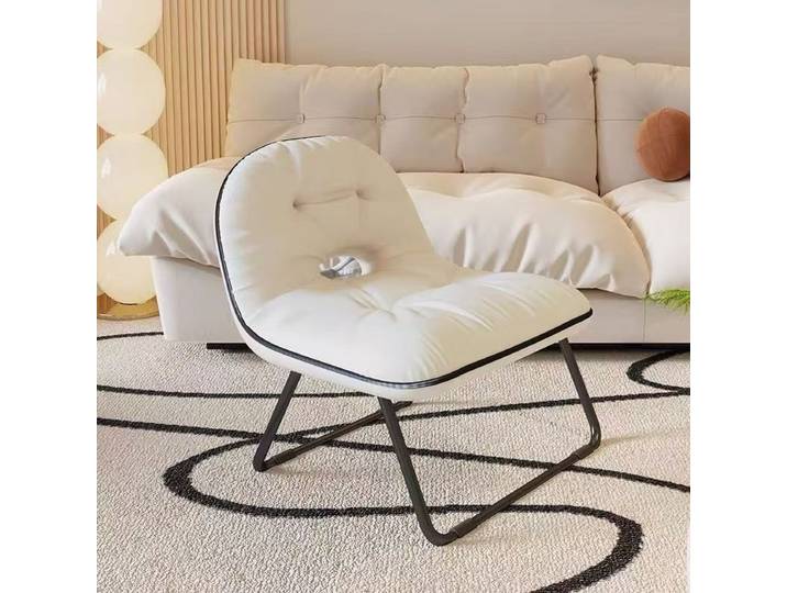 Chaise d'appoint rembourrée en peluche moderne, cadre en métal, chaise longue de loisirs de Style nordique, canapé simple pour le salon