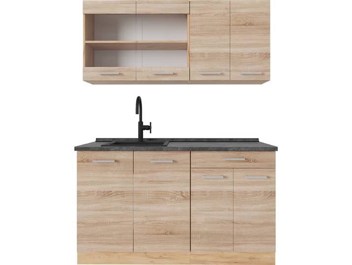 Single Küche Vicco R-Line Sonoma/Goldkraft Eiche 140 cm , AP Anthrazit, Model 54111
