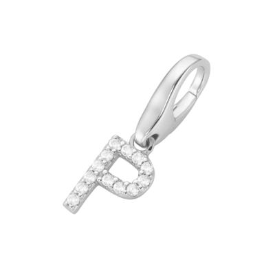 Charm Buchstabe "Buchstabe P, Zirkonia Steine, Silber 925", weiß, GIORGIO MARTELLO MILANO, Charms, Damen, Silber 925 (Sterlingsilber)
