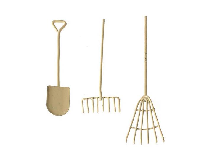Glorex Mini-Gardening Werkzeug-Set Creme 12 cm 3 Stück