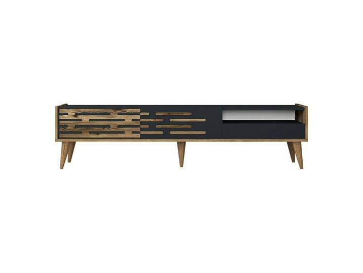 Meuble tv effet bois anthracite, beige 180x45 cm