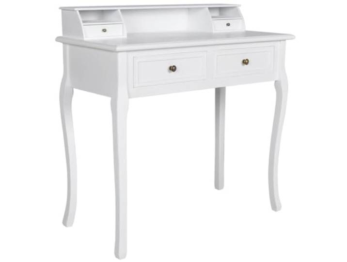 Xhnifbn Schminktisch Weiß 87x42x89 cm Frisiertisch mit Schubladen MDF Eleganter Frisiertisch für Schlafzimmer und Ankleideraum mit 2 Aufsatzfächern sowie 2 entnehmbaren Schubladen.