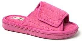 Women's Mickey Terry Adjustable Slide by Dearfoams in Pink (Size XL M)
