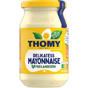 Thomy Mayonnaise Delikatess, glutenfrei, aus Freilandeiern, im Glas, 250 ml