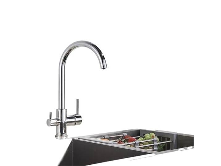 Messing-Wasser-Küchenarmatur Küchenmischbatterien mit zwei Griffen for heißes und kaltes Trinkwasser, 3-Wege-Filter(Chrome-B)