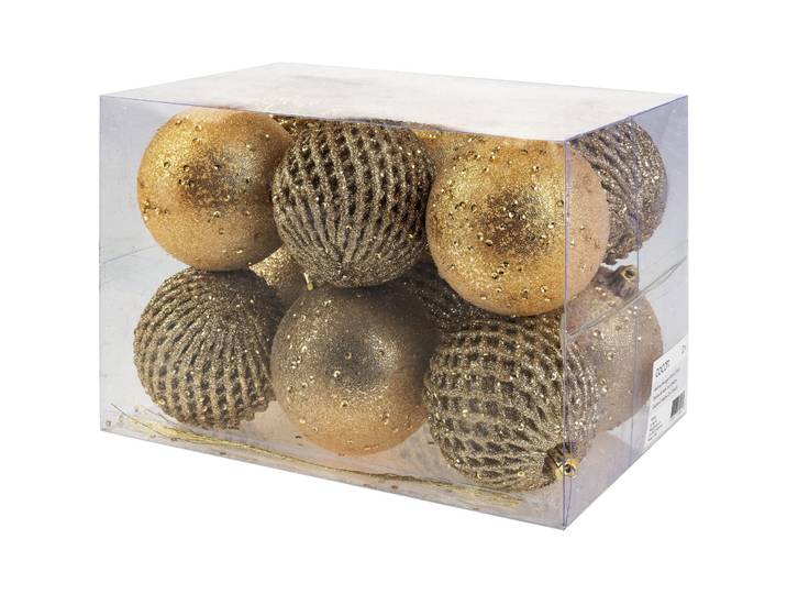 Weihnachtskugeln COCON gold 12 Stk. 8cm - Weihnachtskugeln 12er-Set