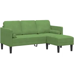 vidaXL Sofa 3-Sitzer mit Chaiselongue L-Form Hellgrün 160 cm Samt