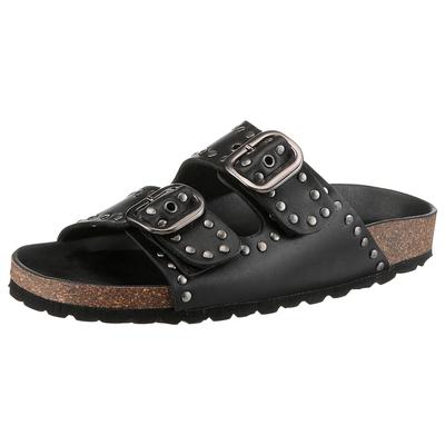 Pantolette VERBENAS "Randell Napa Tachas", Damen, Gr. 37, Leder, schwarz, unifarben, Schuhe Pantolette, Sommerschuh, Hausschuh, Strandschuh mit Nietenverzierung