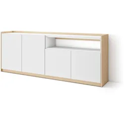 SIDEBOARD, Highboard, Weiß und Eiche Soft, 207/37/80cm