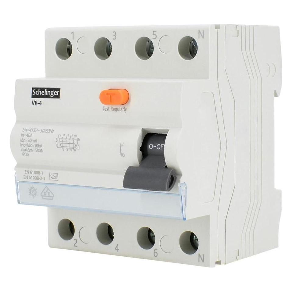 Schelinger A03-V8-4 Überstromschutzschalter - 4-polig - 25 A - 30 mA - 10 kA - VDE-zertifiziert (SCHELINGER)