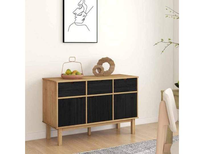 Moderne Buffet bahut pratique - OTTA Marron et noir 114x43x73 5 cm - Commode salon @FR 2045
