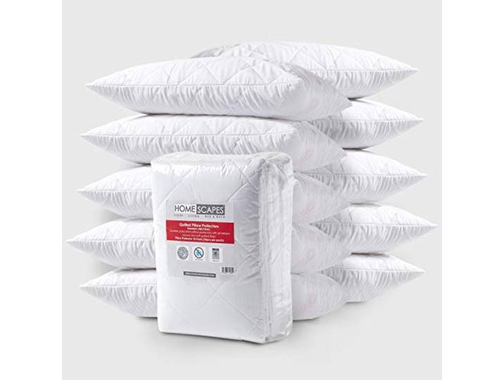 Homescapes 10er-Set Gesteppte Kissenschoner 48x74 cm, wattierte Polycotton-Kissenschonbezüge hypoallergen