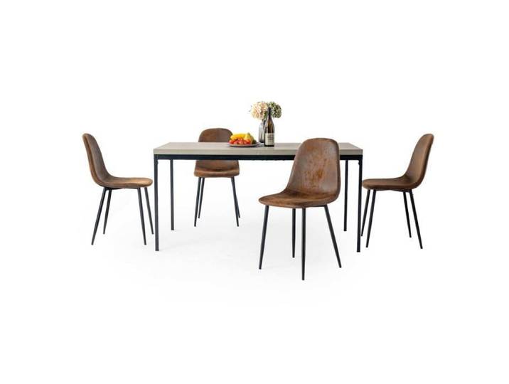 Ensemble table et chaises - FURNITURER - FurnitureR 5PCS Table à Manger avec Chaises - Gris - 4 places - Table 150 cm