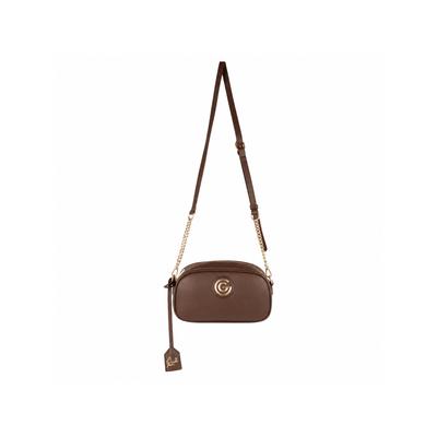 Umhängetasche "VALENCIA", Damen, Gr. B/H/T: 23cm x 14cm x 7cm, braun (braun kombiniert), Lederimitat, GABRIELLA G BY GABRIELLA GUCCI, unifarben, Taschen Umhängetasche, Damen Handtasche, Schultertasche mit modischen Kontrastbesätzen