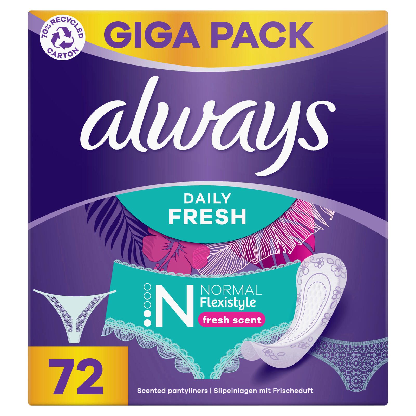 always Slipeinlagen Daily Fresh Flexistyle Normal für Slip, 72 St. 8006540769874