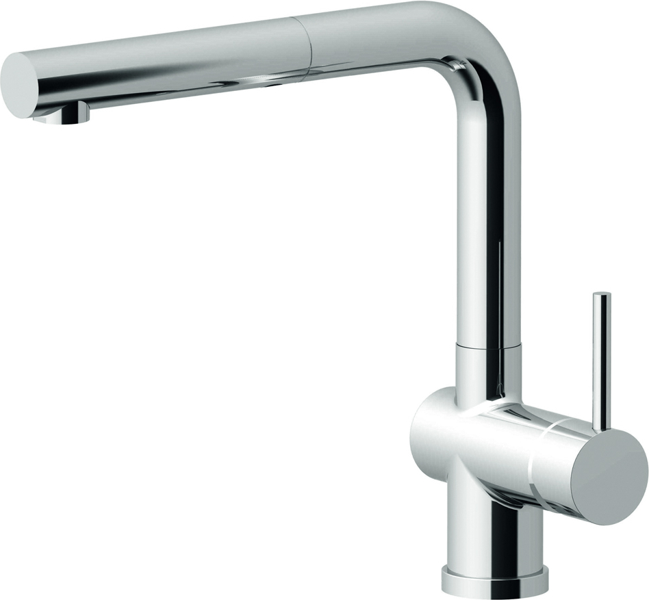 AquaCucina 45009-ESO Fensterarmatur LAGO S in EDELSTAHLOPTIK mit Zugauslauf / Küchenarmatur / Einhebelmischer