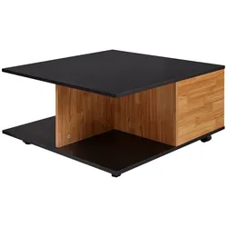 KADIMA DESIGN Design Couchtisch 70x70 cm Anthrazit / Sandeiche, Wohnzimmertisch mit 2 Schubladen, Sofatisch mit Rollen, Tisch mit 2