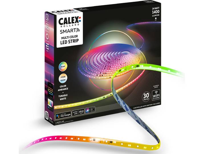 Calex Smart LED-Streifen 30M, RGBIC, Kürzbar, Dimmbar, Musiksync