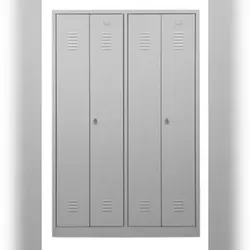 PROREGAL Garderobenspind Camel | 4-Fächer & 2-Schlösser| HxBxT 180x117x50 cm | Vorhängeschloss | Grau