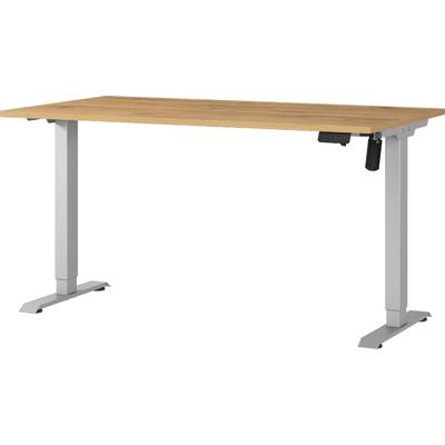 Schreibtisch GERMANIA "Boras", silber (grandson, eiche, nachbildung, silber, silber, grandson, eiche, nachbildung), B:140cm H:120cm T:80cm, Tische, Schreibtisch, Breite 120/140/160/180 cm, Metallgestell, elektrisch höhenverstellbar