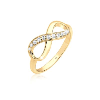 Silberring ELLI "Ring Infinity Zirkonia Eye Catcher 925 Sterling Silber" Gr. 54, gold, Fingerringe, Damen, 54, Silber 925 (Sterlingsilber), Silberring