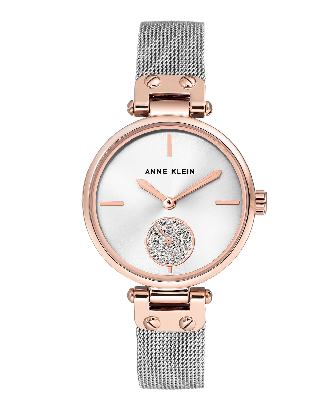 Anne Klein dameshorloge AK/N3001SVRT met roestvrijstalen band, analoog, quartz, zilver/roze goud