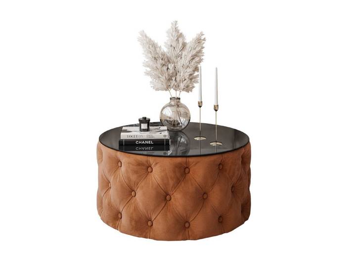Lookway Couchtisch CHESTERFIELD 70 cm runder gepolsterter couchtisch, 70x40 cm