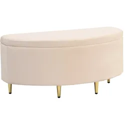 Polsterbank 90x40 cm mit Stauraum aus Samt – elegantes Design für Flur, Wohnzimmer und Schlafzimmer in Beige