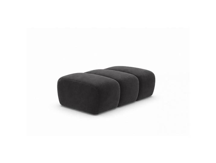 Kaiser Möbel Pouf modular, Veloursstoff Bluvel, Schwarz, Croissant, Holz, 105x44x70 cm, Wohnzimmer, Sessel, Hocker & Hockerbänke, Poufs