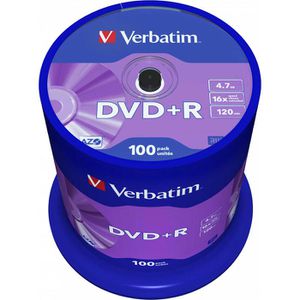 Verbatim DVD-Rohlinge 43551, DVD+R, 4,7 GB, 120 Minuten, bis zu 16-fach, Spindel, 100 Stück