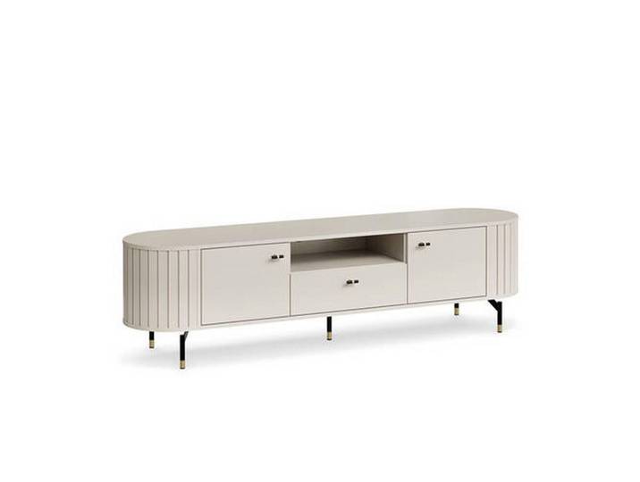 Milino Tv-Element, Schwarz, Gold, Kaschmir, Metall, 1 Schublade(n) Schubladen, 180.1x49x40 cm, Kabeldurchlass, Wohnzimmer, TV Möbel, TV-Racks