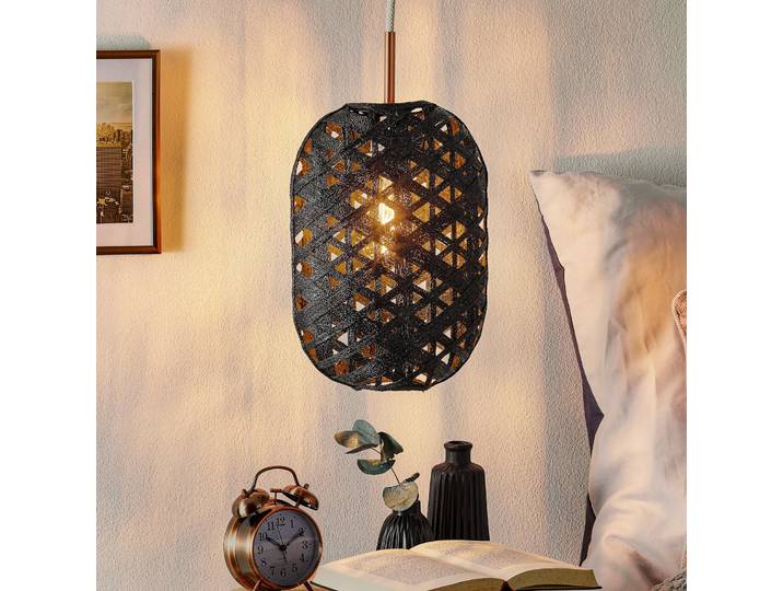 Capsule Pendelleuchte S Black - Forestier Capsule S - Wohnzimmer - Design - Bambus - Einflammig