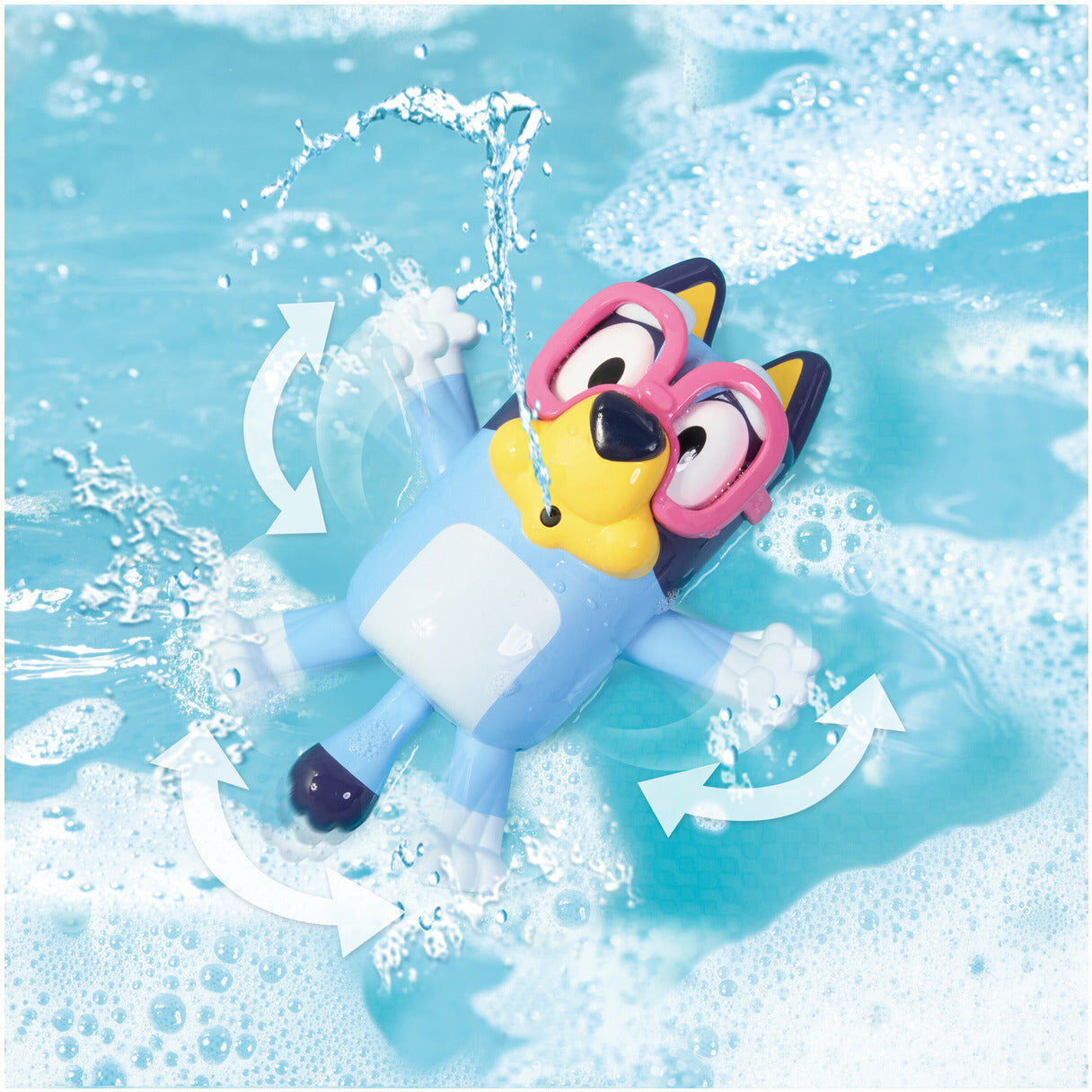 TOMY Toomies Bluey Swim School Bath Toy - Bluey Bath Toy with Water-Fountain Action for Toddlers - No Batteries Needed - 0-3 Years