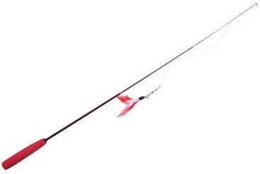 Uplift Picks Telescopic Feather Cat Teaser Wand With Replacement Head red