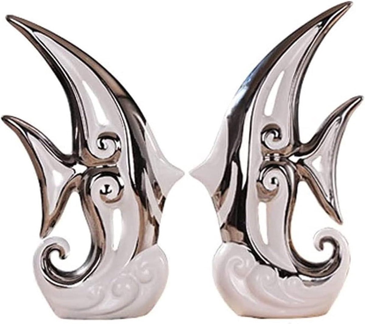 Keramische sculptuur Abstract handwerk Woonkamer decoratie Wit