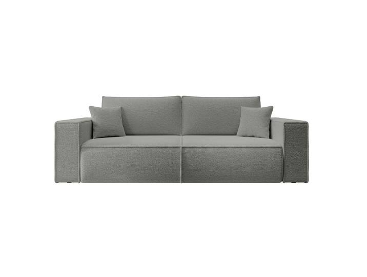 Dreisitziges ausklappbares Sofa Farese mit Stauraum, grau Bouclé