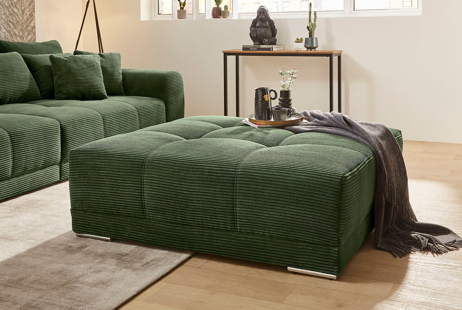 Hocker JOCKENHÖFER GRUPPE "Moldau Hocker", grün, B:120cm H:39cm T:120cm, Cord: 100% Polyester, Hocker, Hocker, Mega-Hocker im XXL-Format, Federkern