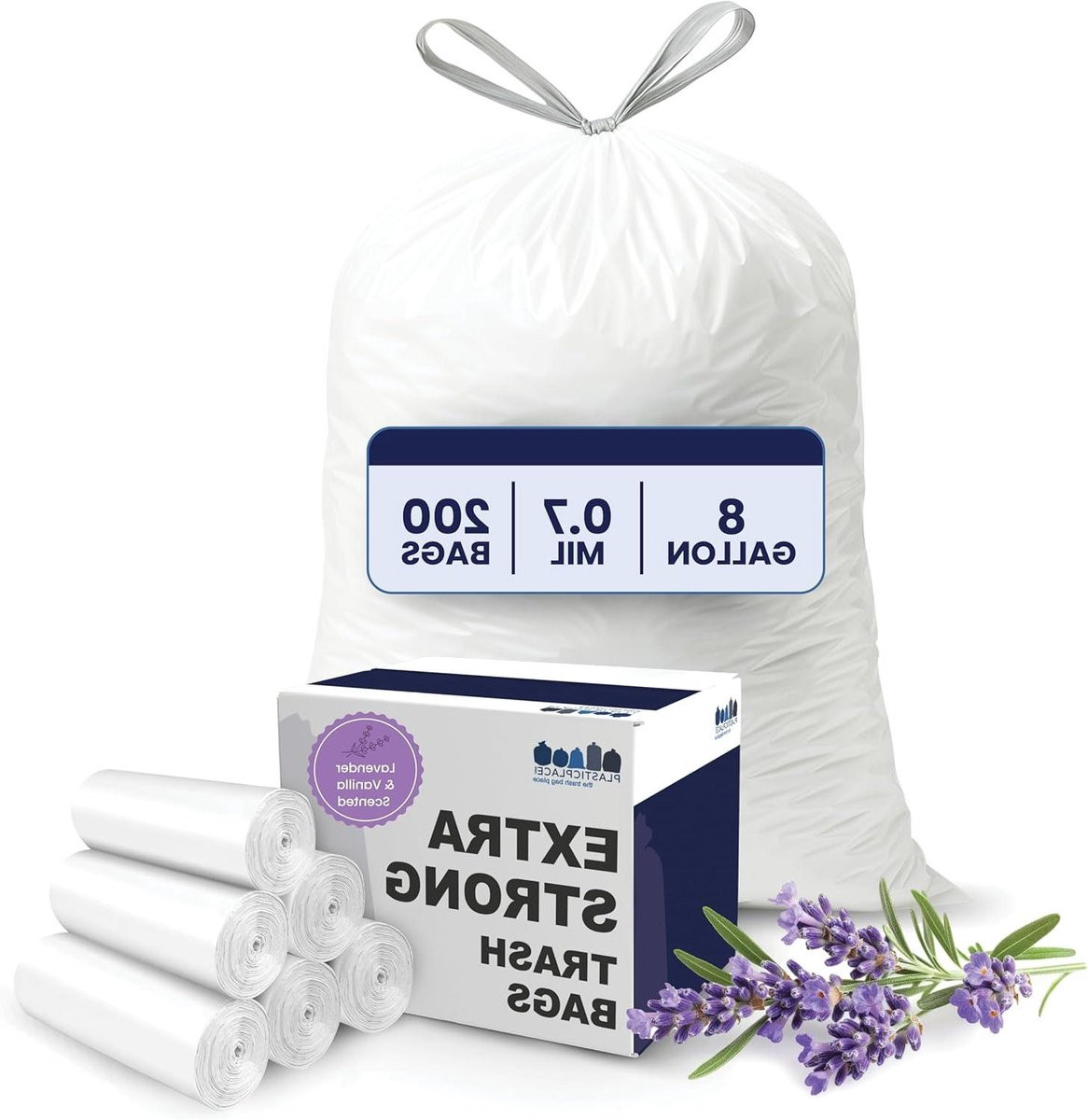 200 stuks Geurvrije en Aromatische Vuilniszakken voor Keuken en Badkamer - Wit
