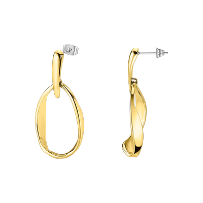 Paar Ohrstecker LOTUS "Urban Woman", gelbgoldfarben, edelstahlfarben, Ohrringe, Damen, 25mm, Edelstahl