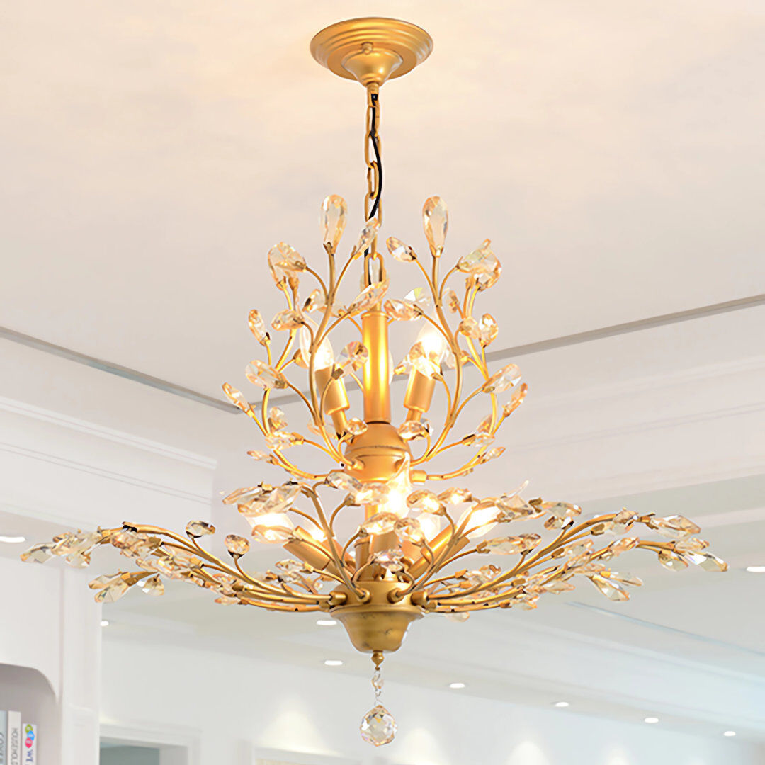 Blue Elephant Nevis 8 - Light Crystal Dimmable Empire Chandelier Gold 55cm H X 78cm W X 78cm D