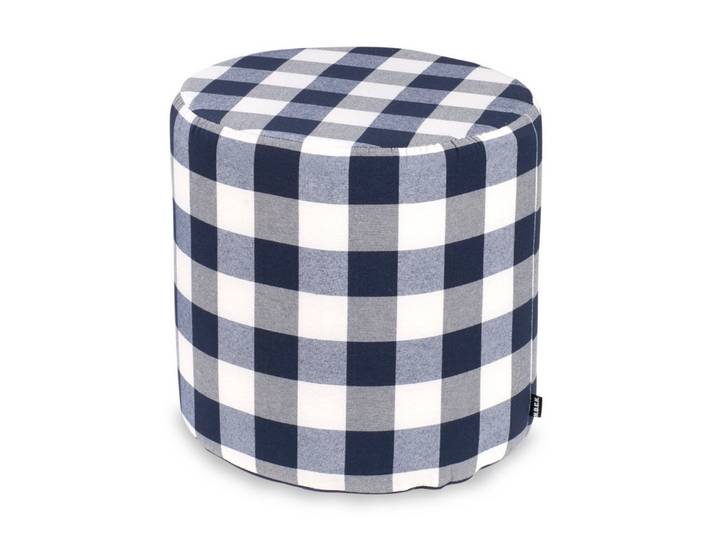 H.O.C.K. Sitzhocker H.O.C.K. Karo Mix Hocker rund Pouf ø45x45cm Hotel blau, Hocker, Barhocker & Sitzhocker, Pouf, Badhocker, Wohnzimmer Hocker