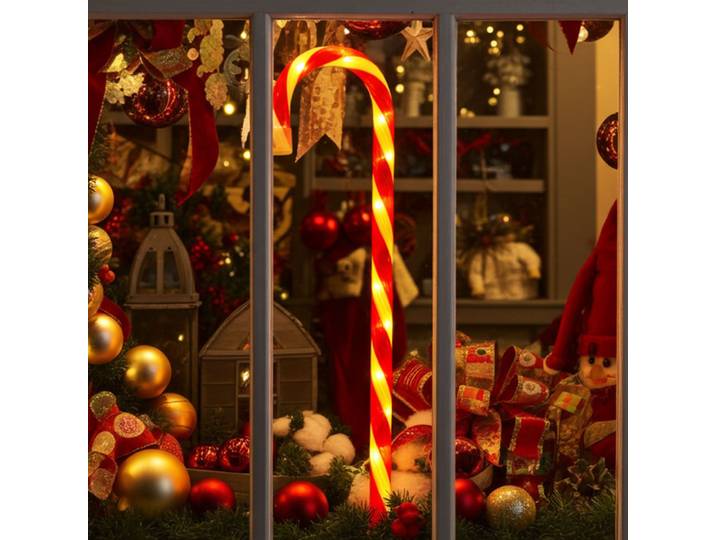 LED-Zuckerstange, rot-weiss, 5 verschiedene Licht-Funktionen
