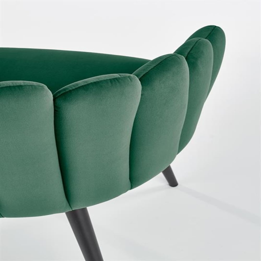 MSO Chaise coquillage design en velours de polyester vert Vert 62x85x62cm