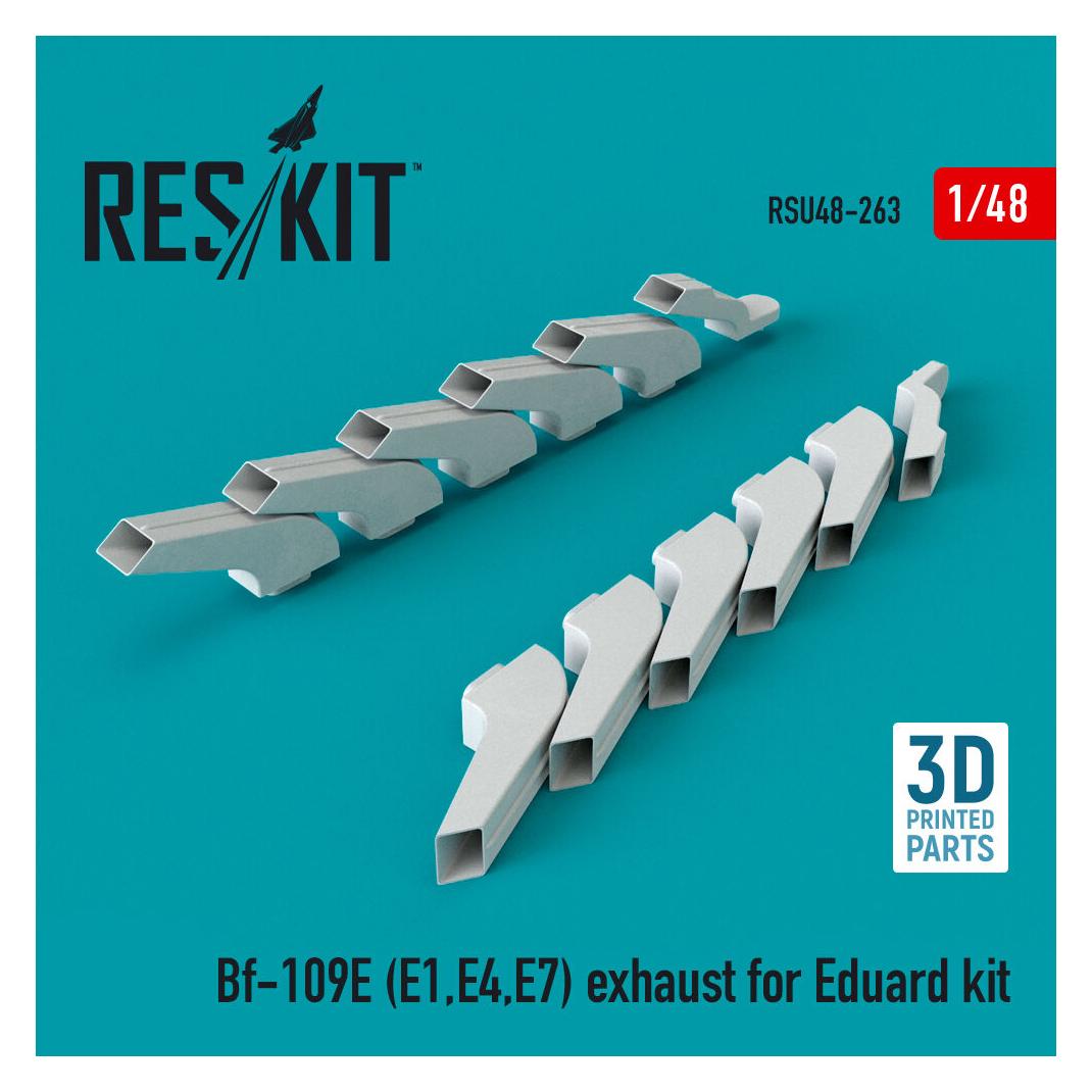 ResKit Bf-109E (E1,E4,E7) exhaust for Eduard kit (3D Printed) (RSU48-0263)