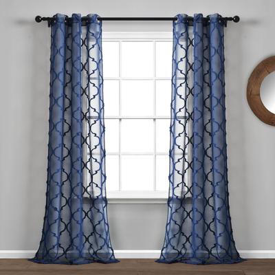 Lush Decor Avon Trellis Grommet Sheer Window Curtain Panel Pair