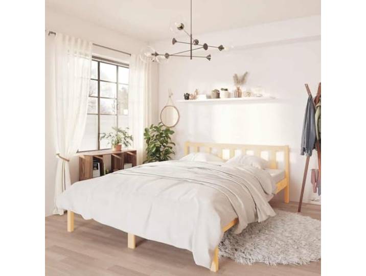 RJPLMFV Bettgestell ohne Matratze, Massivholz, 160 x 200 cm Kiefer massiv robust, inklusive Lattenrost, modernes Design für Schlafzimmer