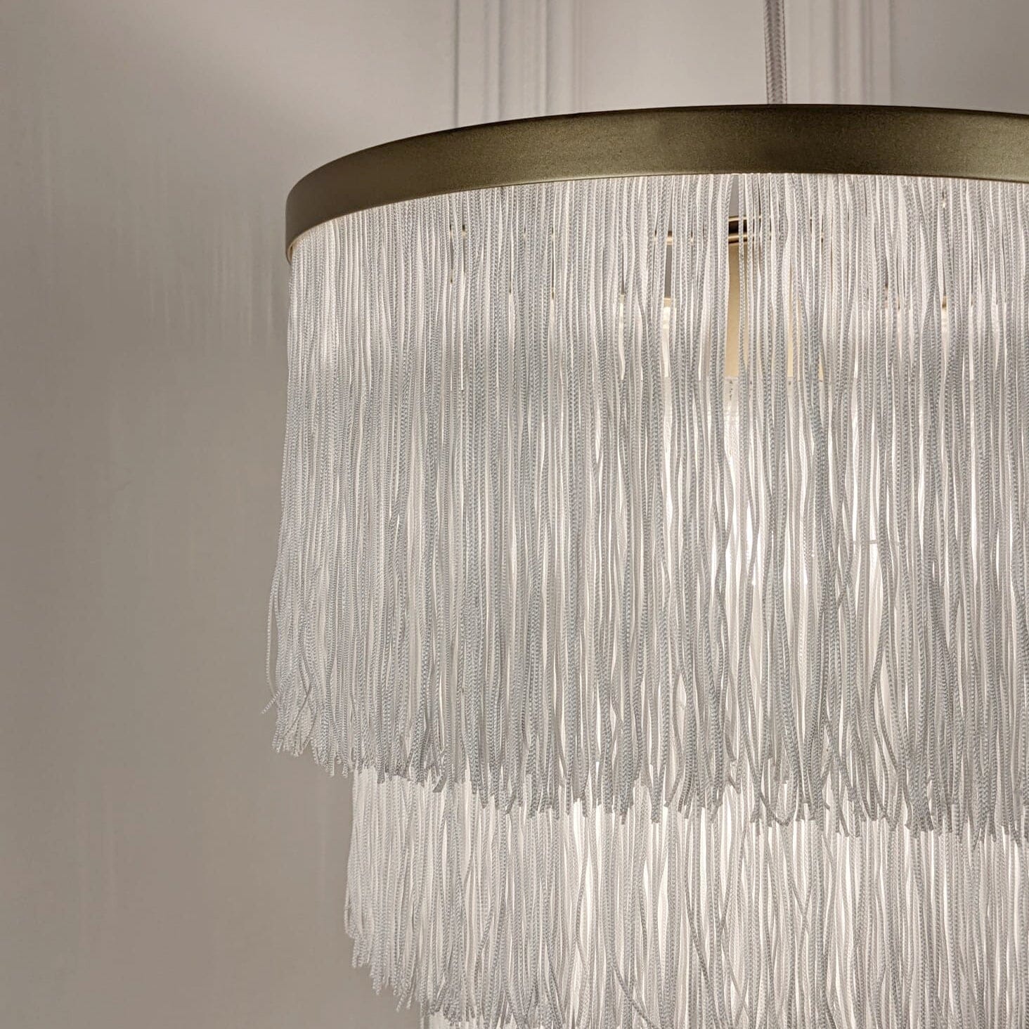 Jessamine Gold & White Medium Fringed Pendant Ceiling Light