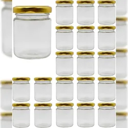 20 Leeren Glas-Marmeladengläsern 100ml - Glasgläser, Kleine Töpfe, Einmachgläser für Konserven, Glas-Honigtopf, Joghurtglas - Hochzeit