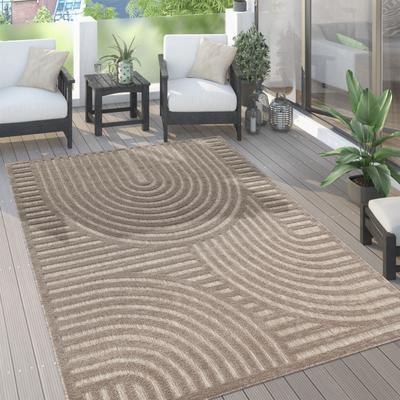 Teppich PACO HOME "Livorno 674", beige, B:80cm H:14mm L:150cm, Polypropylen (PP), Teppiche, Teppich, Uni Farben, moderner Hoch-Tief-Effekt, Scandi-Look, Outdoor geeignet