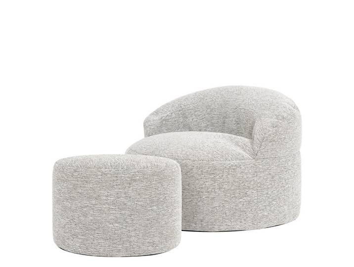 icon Sitzsack mit rundem Hocker Orb, Beige, 300 L, Rund, 86x61x86 cm, Wohnzimmer, Sessel, Sitzsäcke, XXL Sitzsäcke